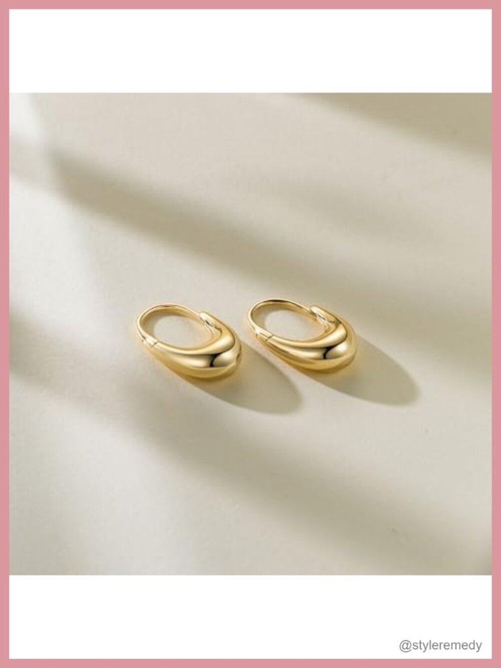 14K Gold Plated Chunky Hoop Earrings French Wire Crescent Minimalist - Picture 5 of 6